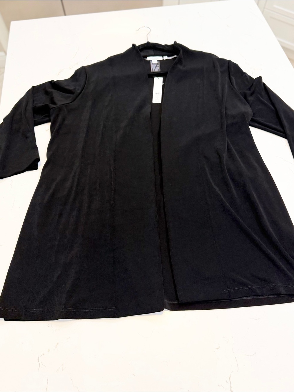 Chico's Black Open-Front Long Knit Jacket